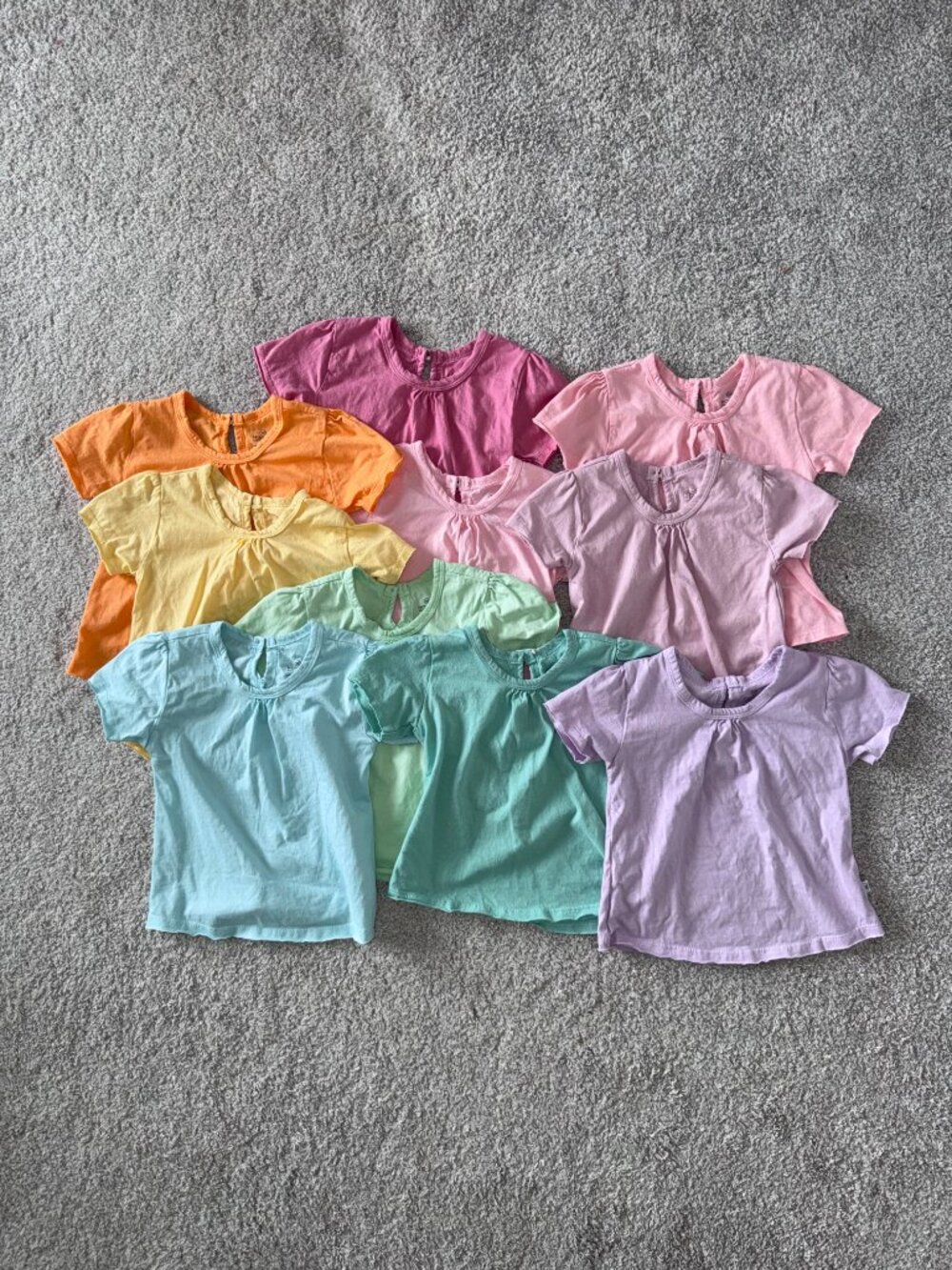 Girls 3T HonestBaby 100% Organic Cotton Toddler 10-Pack Puff Sleeve T-Shirts - Picture 5 of 11